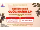 THÔNG BÁO NGHỈ LỄ QUỐC KHÁNH 2/9/2025